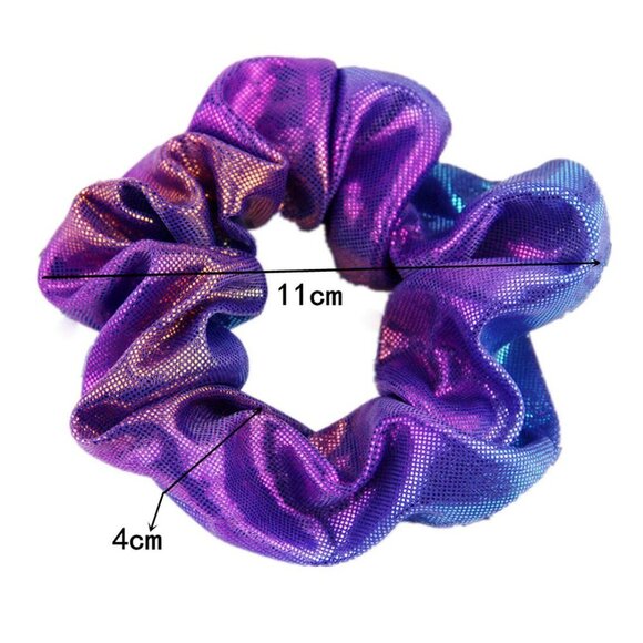 12 Pieces Shiny Metallic Scrunchies Hair Scrunchies Elastic Hair Bands Scrunchy - Picture 7 of 8